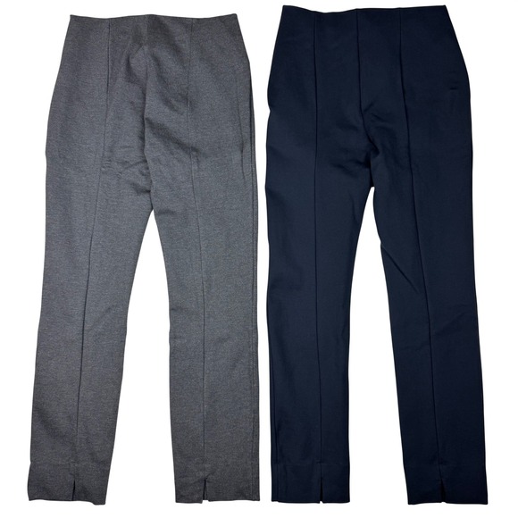Quince Ultra Stretch Ponte Pintuck Ankle Pants Set of 2 Womens S Charcoal & Navy - Picture 2 of 11